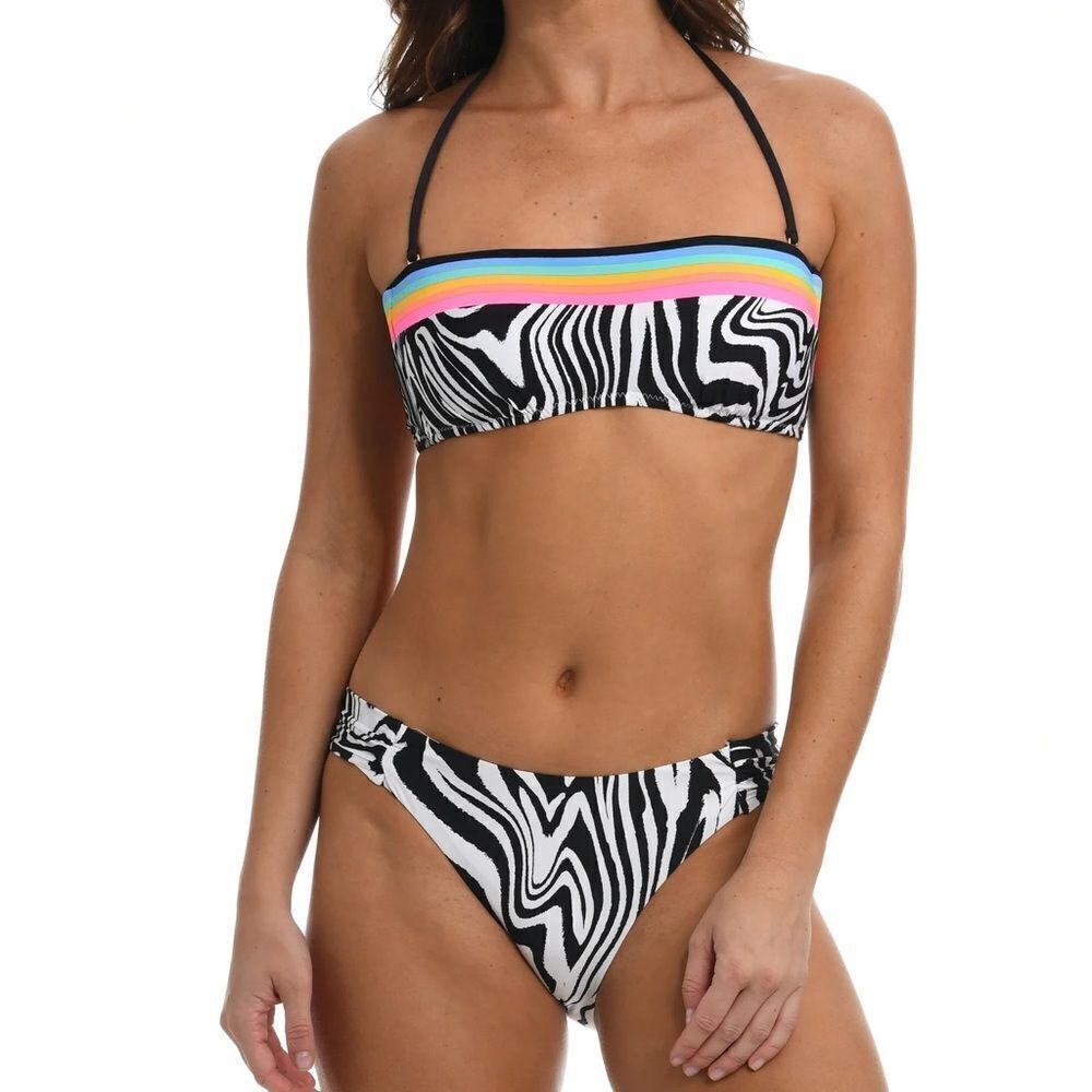 Sunshine 79 Psychedelic Zebra Bandeau Bikini Top and hipster bottom